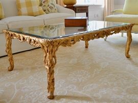 Italian gilt table with glass top