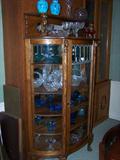 1 of 3 different Curved glass Oak Curio Cabinets