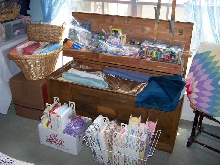 Cedar Chest & a Huge amount of Sewing Notions and Fabric