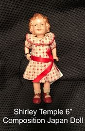 Vintage Shirley Temple-30's antique 6" Japan Composition Doll.