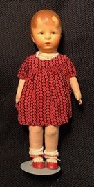 18" Vintage Kathe Kruse Doll.  In excellent condition. Number 30 on bottom of foot and initialed.  