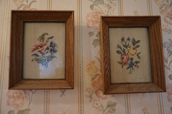 needlepoint flowers framed