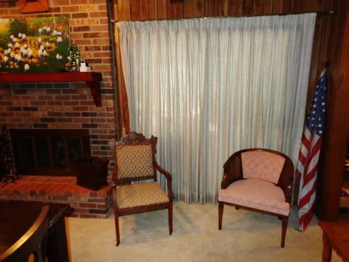 2 Vintage Accent Chairs and the American Flag