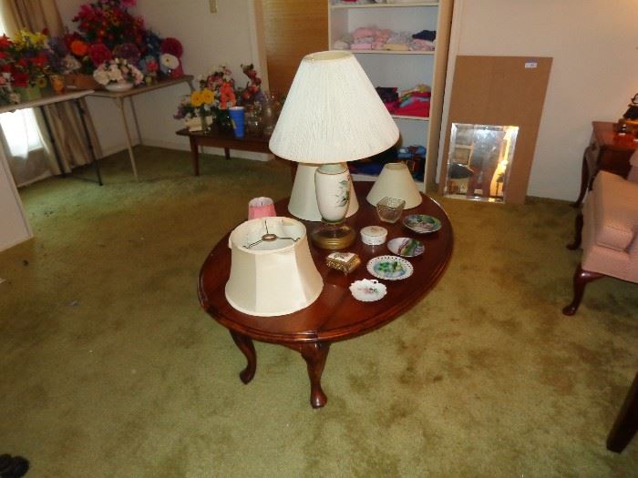 Coffee Table with double drop sides, Lamps, Lamp Shades