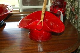 Mandarin Red Slag Glass Basket Fenton