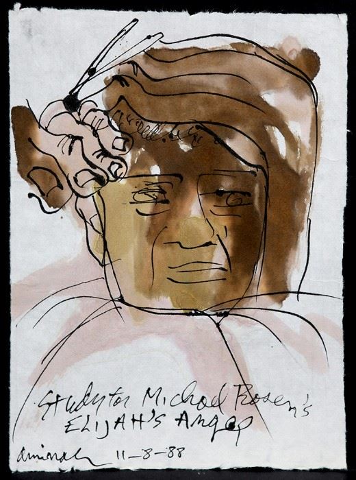Animah Robinson (1940-2015) Watercolor Study for "Elijah's Angel" Publication Titled, "Barbers Hands"