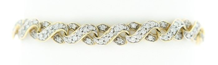 14k Yellow Gold Link Bracelet with Approx 6.0 ct TW Diamonds
