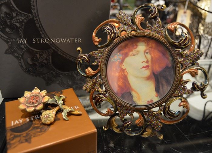 Jay Strongwater Daisy Box with Box and  Enameled Picture Frame with Box
