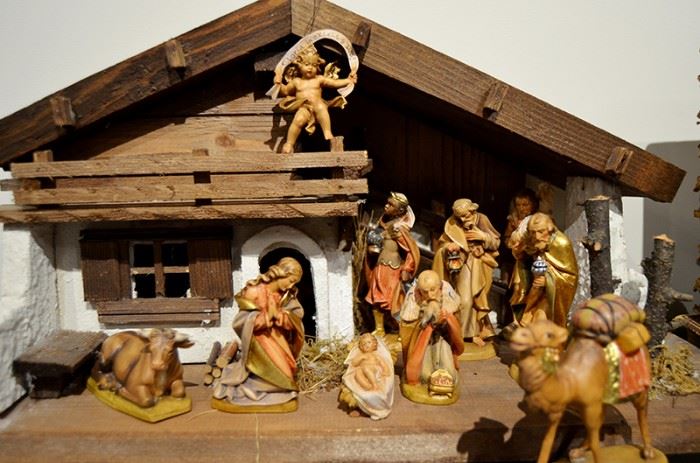 12 pc. Italian Lepi Carved Wood Nativity Set