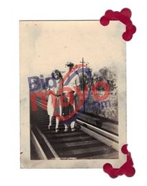 Bonnie Parker and Clyde Barrow - Most Likely Taken The Same Day As Lot #2 Was Taken. Bonnie and Clyde Are Wearing The Same Clothes As In Car Photo, 2.5" x 3.5"