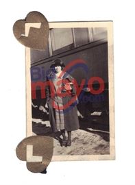 Bonnie Parker In Front of Train Car, “O” Is Visible On The Car, 1 5/8" x 2.5"