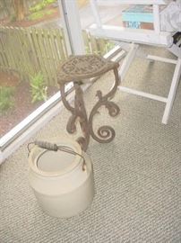 one of the crocks, cast iron table