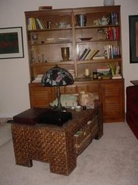 Large book case FILLED with over 100 cook books, and over 100 novels and other...books not shown here as were in boxes at the time of photo