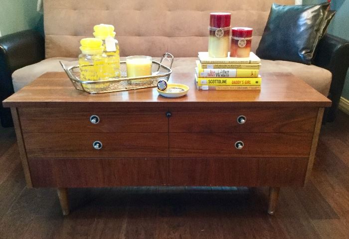 Midcentury trunk makes for a great coffee table! 