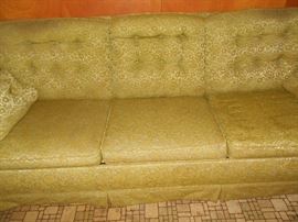 Vintage green brocade sofa/hide a bed