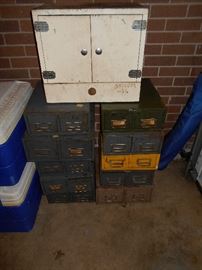 2 drawer metal files and vintage cabinet