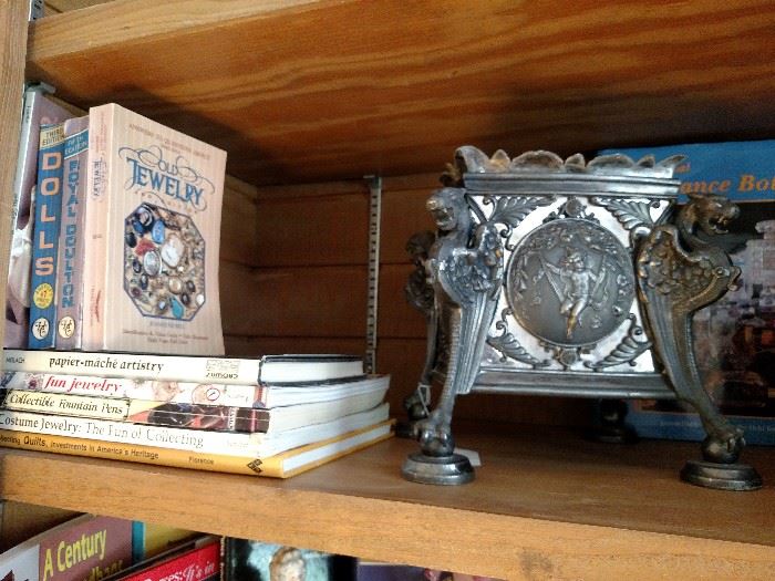 Beautiful antique Victorian planter and books on antique
