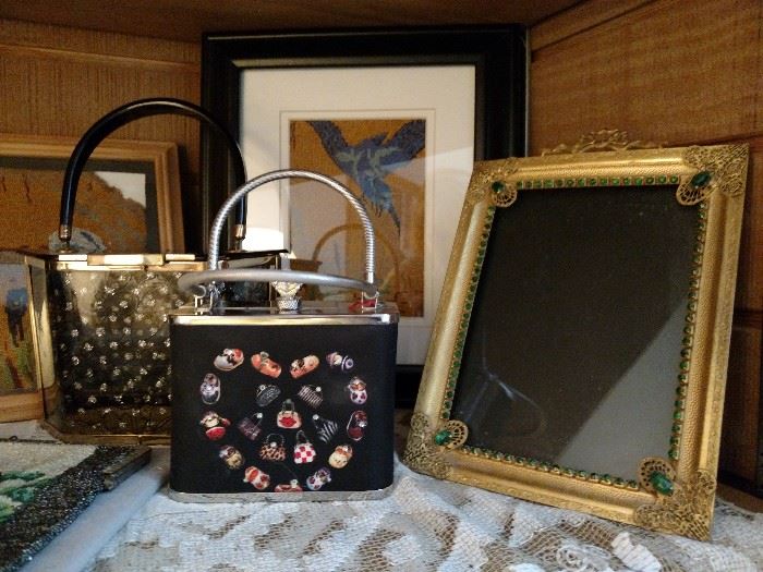 Vintage purses and frame