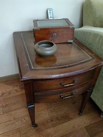 Leather top side table