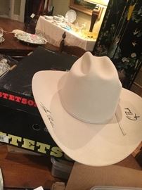 Stetson Silver Belly sz 7 1/8” cowboy hat signed by BOTH president Bush #41 & #43!!! 
