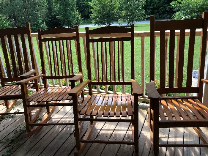Outdoor patio rockers, Solid wood, four chairs.