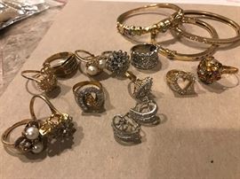 Tons of fine jewelry including 14 & 18k rings with diamonds, sapphires, rubies etc.