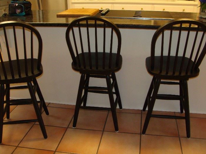 3 swivel bar chairs, black