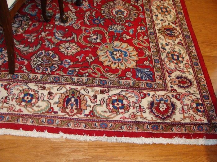 9 X 12.5 ft. rug- Persia with Tabriz design. Pile fiber content 100% wool with 100% cotton wrap. Circa 1950, Estimated replacement value 1997, $14,500.