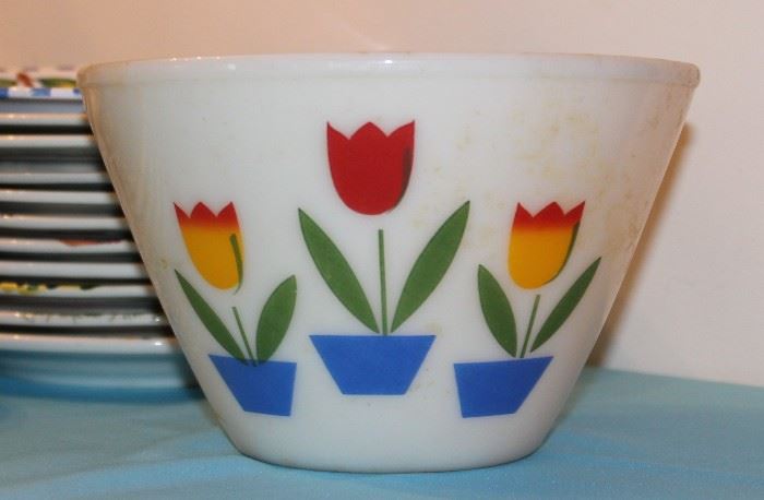 Vintage Fire King oven ware Potted Tulip mixing bowl