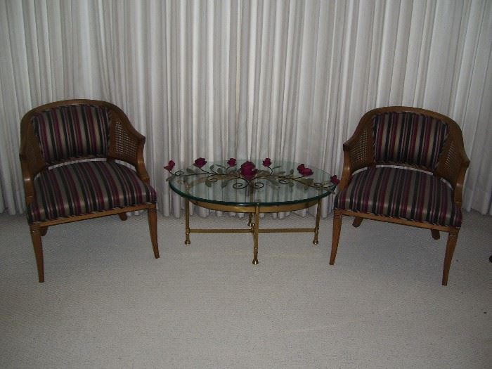 Accent chairs and table.