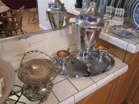 "Means Best" Vintage Coffee Percolator with Creamer, Sugar and Tray