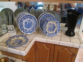 Assorted Blue/White Plates, England