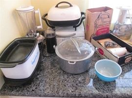 Small Appliances, plus Vintage "Household Institute" Aluminum Pot with Glass Lid