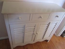 Storage Cabinet with Drawers and Louvered Doors