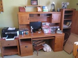 Computer Station with Side Shelving Unit