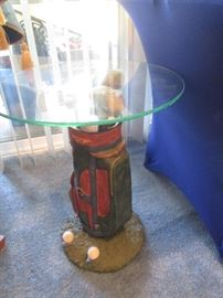 Golf-themed Accent Table/Glass Top