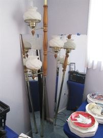 Pole Lamp and Several Floor-Length Mirrors