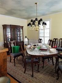 Beautiful dining set available for immediate sale rug is NOT included in this estate sale.