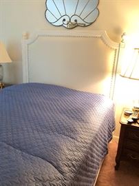 Very high-end fine quality Queen size upholstered headboard and bed frame without mattress set $400