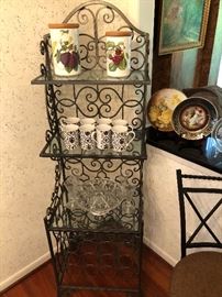 iron stand with wine rack $75