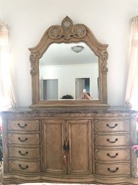 Michael Amini dresser and mirror