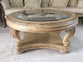 Large Schnadig coffee table with beveled glass