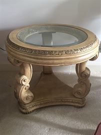 Set of two Schnadig side table with beveled glass