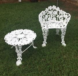 Many different sets of cast iron bistro sets