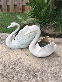 cast iron swan planters