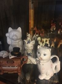 Tea pots and figurines