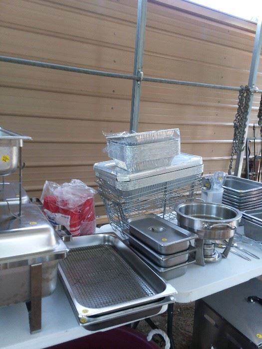 Assorted catering stainless steel serving containers