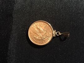 1893 Liberty Head $5 Half Eagle. Clean surface and strike. Set in 14kt bezel.  