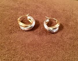 14kt gold earrings...yellow and white. 