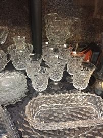 Large, lovely selection of Fostoria American. Clear and bright. 
